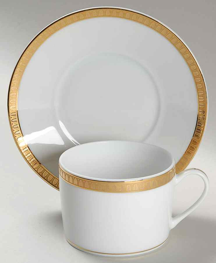 Malmaison (Gold) Flat Cup & Saucer Set by Christofle-1