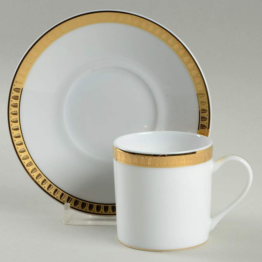 Malmaison (Gold) Flat Demitasse Cup & Saucer Set by Christofle-1