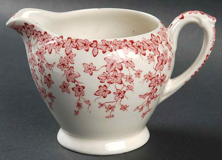 Early English Ivy Pink (No Ribs, Smooth) Creamer by Crown Ducal-1