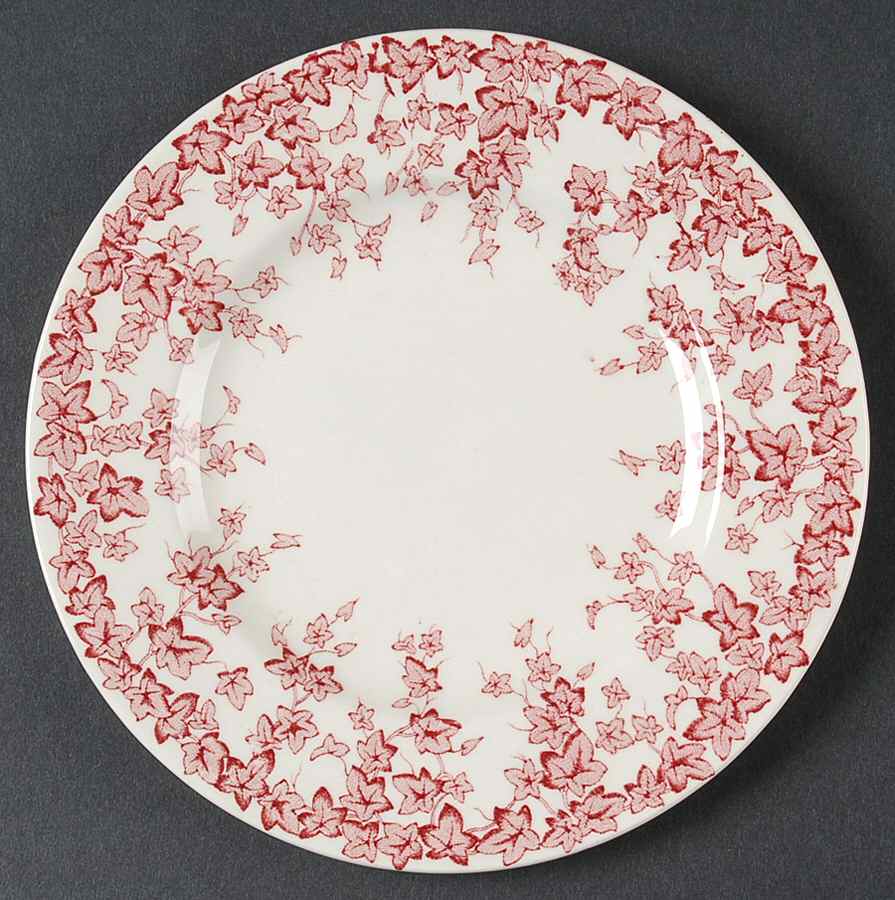 Early English Ivy Pink (No Ribs, Smooth) Bread & Butter Plate by Crown Ducal-1