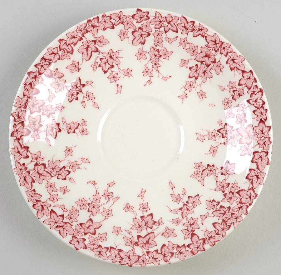 Early English Ivy Pink (No Ribs, Smooth) Saucer by Crown Ducal-1
