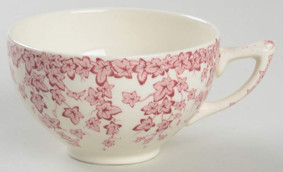 Early English Ivy Pink (No Ribs, Smooth) Flat Cup by Crown Ducal-1