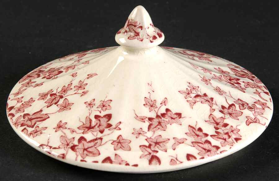 Early English Ivy Pink (Ribbed, Smooth) Lid for Sugar Bowl by Crown Ducal-1