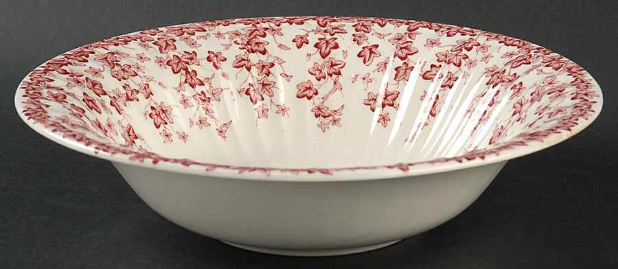 Early English Ivy Pink (Ribbed, Smooth) 9" Round Vegetable Bowl by Crown Ducal-1