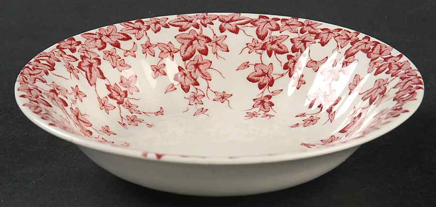 Early English Ivy Pink (Ribbed, Smooth) Fruit/Dessert (Sauce) Bowl by Crown Ducal-1