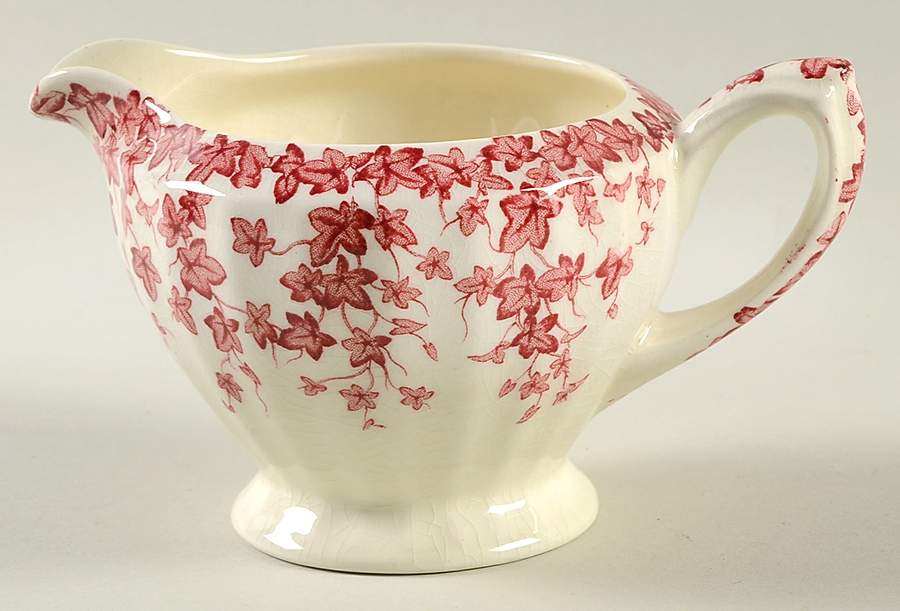 Early English Ivy Pink (Ribbed, Smooth) Creamer by Crown Ducal-1