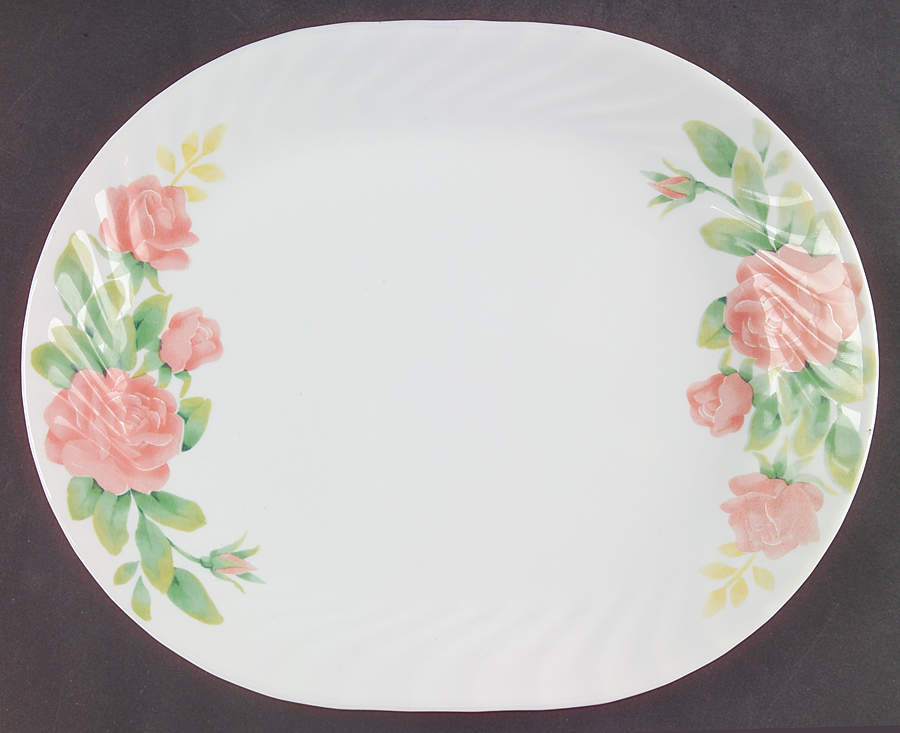 Elegant Rose (Corelle) 12" Oval Serving Platter by Corning Corelle-1