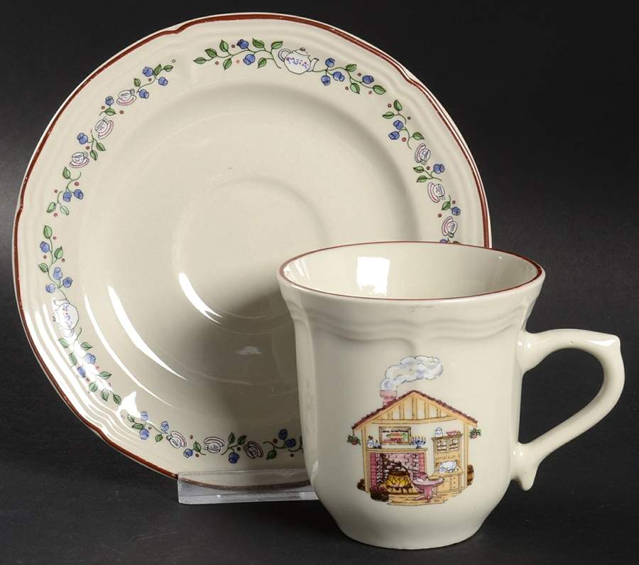 Home Sweet Home Flat Cup & Saucer Set by Century China-1
