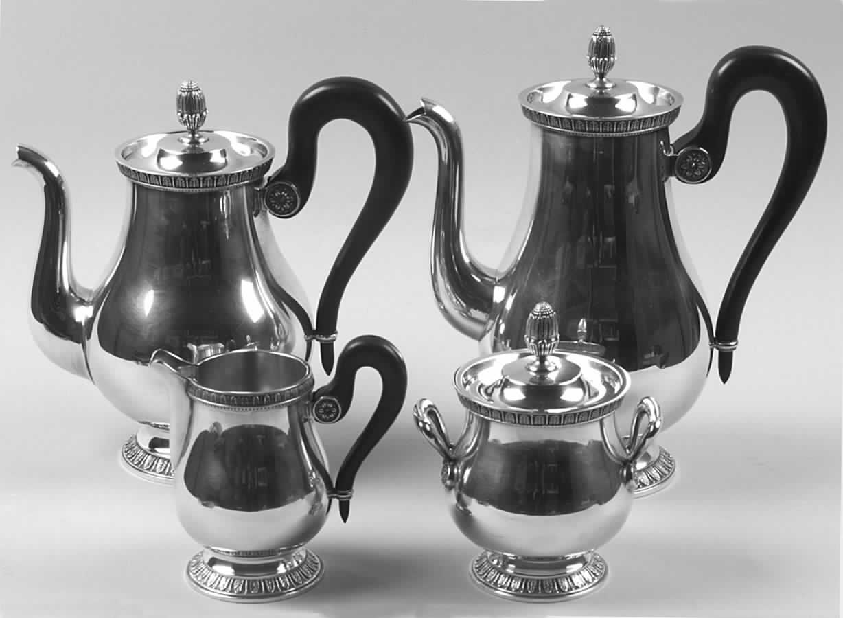 Malmaison-Beauharnais (Silverplate, Hollowware) (4 Piece) Silverplate Tea Set by Christofle France-1