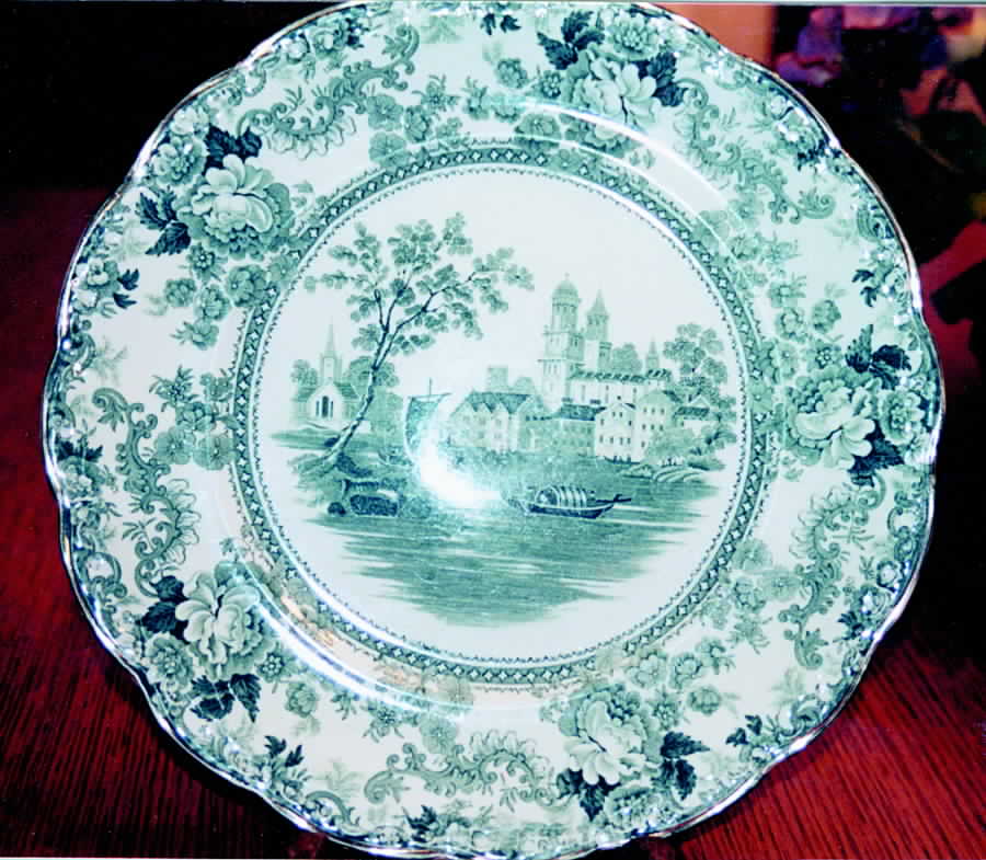 Togo Teal Green (Gold Trim) Dinner Plate by F Winkle-1