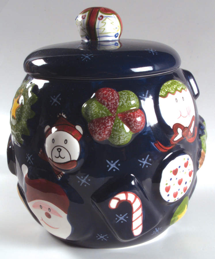 Christmas Twilight Collection Sculpted Cookie Jar & Lid by The Cellar (China)-1