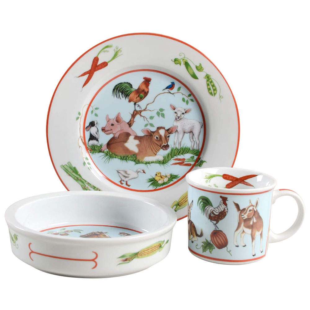 Barn Dance (3 Pc) Boxed Child's Set (Child Bowl,Plate1&Mug) by Lynn Chase-1