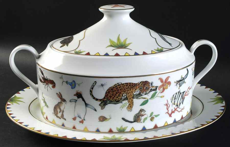 Harmony Oval Tureen & Lid on 14" Platter by Lynn Chase-1