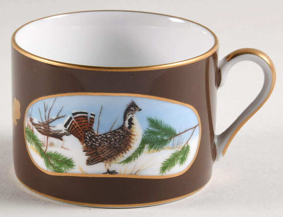 Winter Game Birds Chestnut Brown Flat Cup by Lynn Chase-1