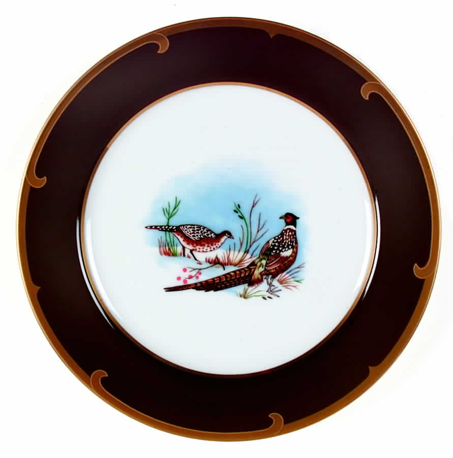 Winter Game Birds Chestnut Brown Luncheon Plate by Lynn Chase-1