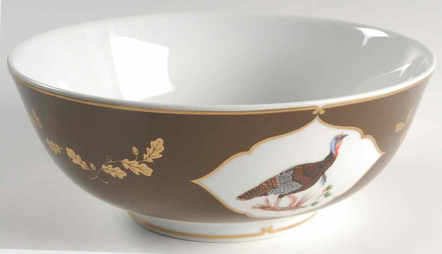 Winter Game Birds Chestnut Brown 9" Round Vegetable Bowl by Lynn Chase-1