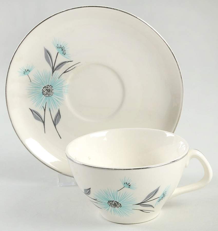 Blue Tempo Flat Cup & Saucer Set by Canonsburg-1