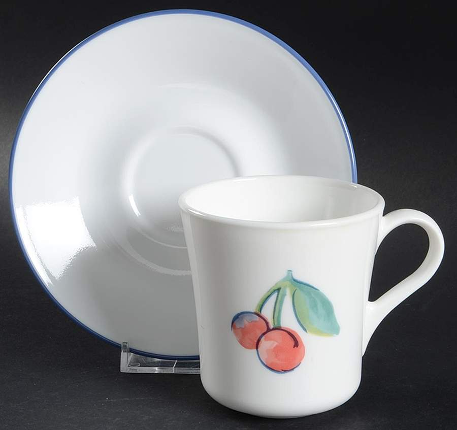 Fruit Too (Corelle) Flat Cup & Saucer Set by Corning Corelle-1