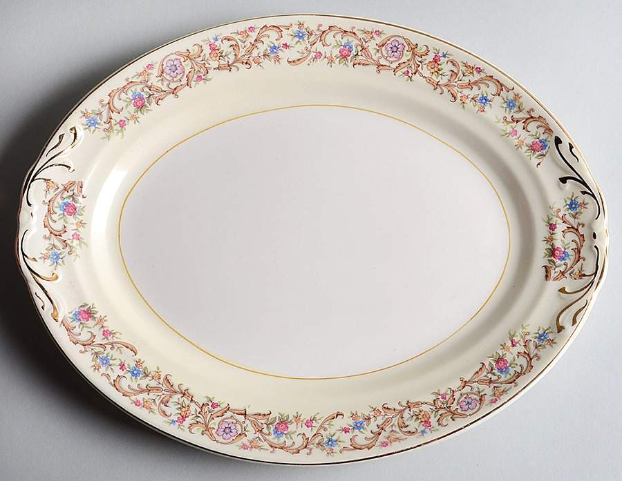 23077 13" Oval Serving Platter by Crown Potteries-1