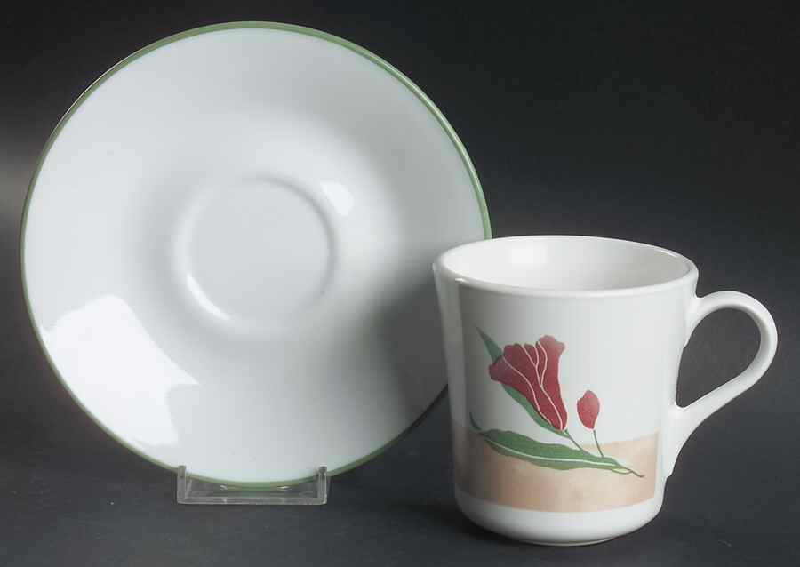 Pacific Bloom (Corelle) Mug/Cup & Saucer Set by Corning Corelle-1