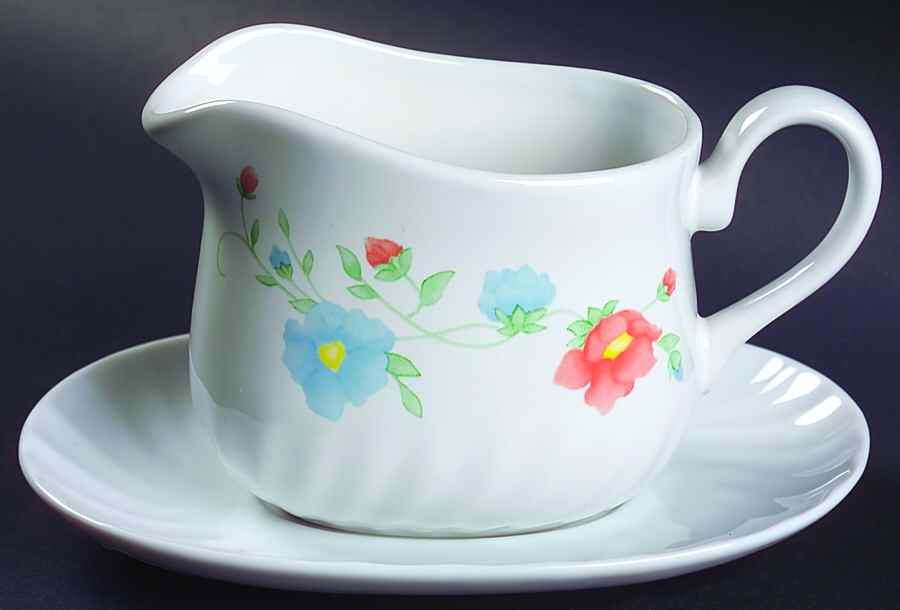 Delicate Touch (Corelle) Gravy Boat & Underplate by Corning Corelle-1