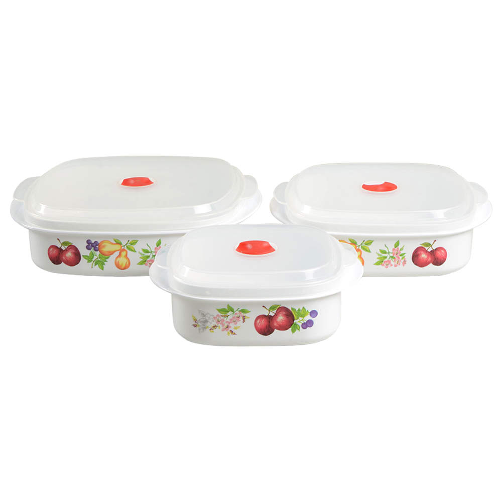 Chutney (Set of 3)Square Plastic Microwave Bowl w/Vent Lid by Corning Corelle-1