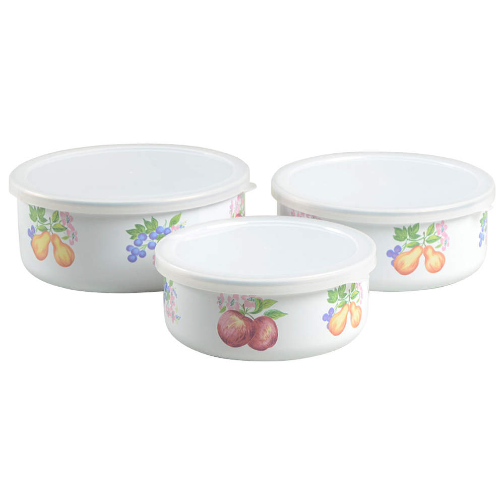 Chutney (3 Piece) Metal Bowl W/Plastic Lids (5", 6", 7") by Corning Corelle-1