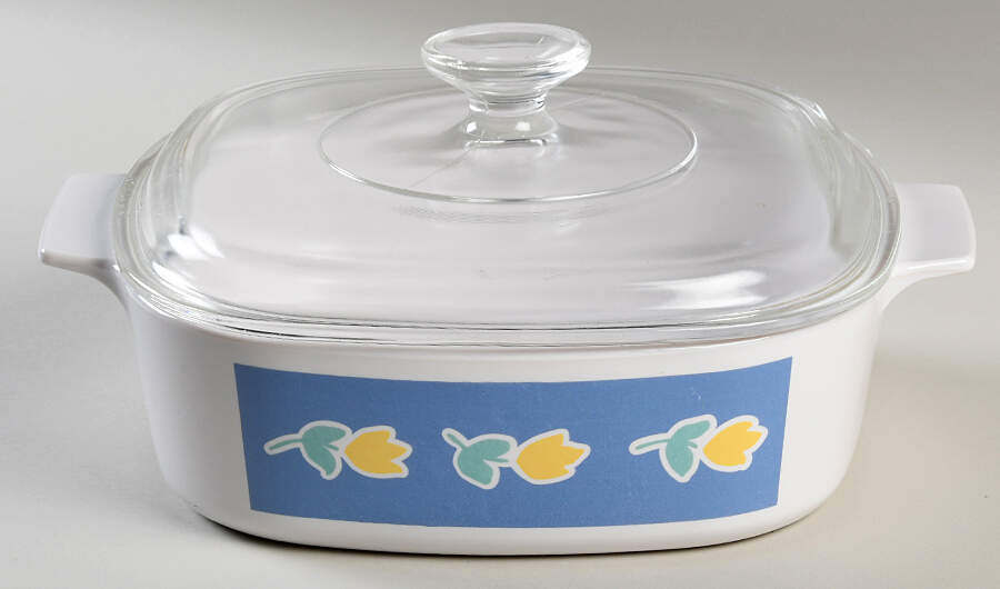 Primavera (Corelle) 2 Quart Square Casserole with Lid by Corning Corelle-1