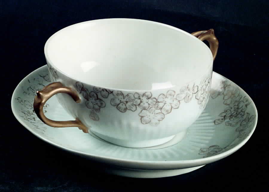 CHF631 Flat Cream Soup Bowl & Saucer Set by Charles Field Haviland-1
