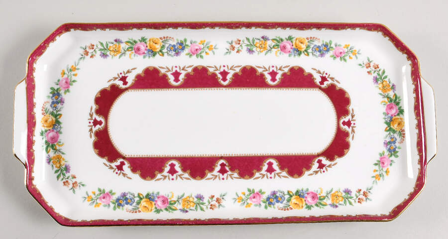 Lyric Tunis Maroon Large Sandwich Tray by Crown Staffordshire-1