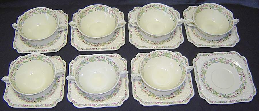CRD135 Flat Cream Soup Bowl & Saucer Set by Crown Ducal-1
