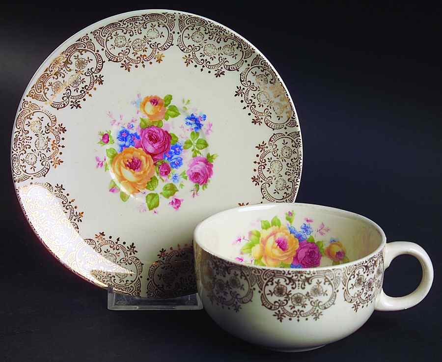 CRO181 Flat Cup & Saucer Set by Crooksville-1