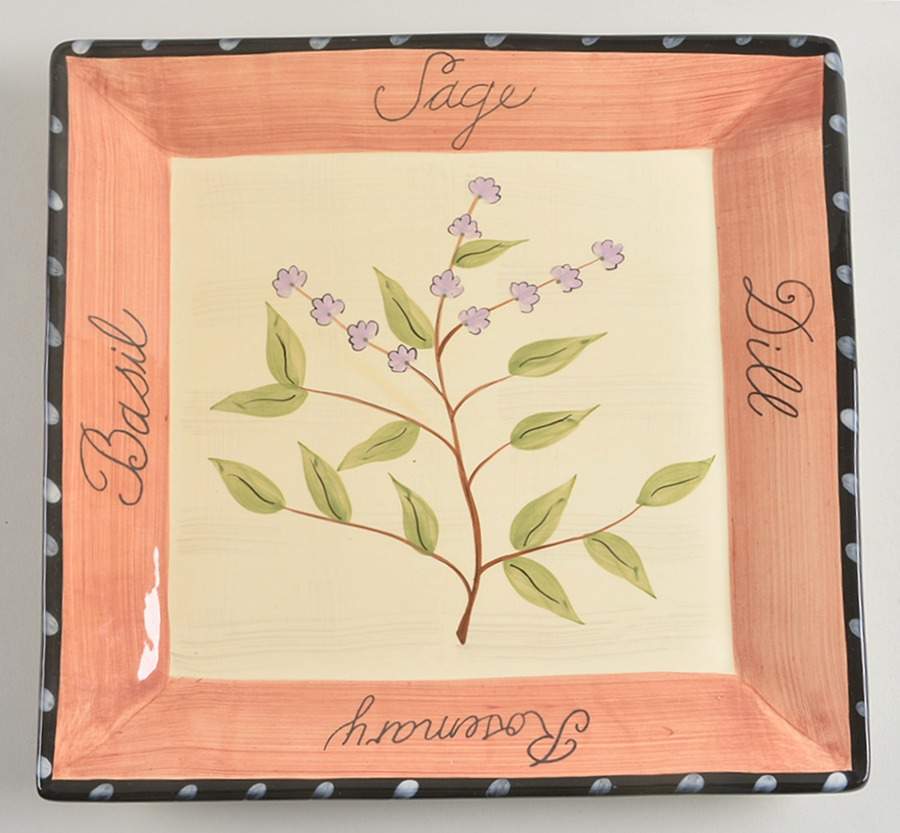 Culinary Herbs 13" Square Serving Platter by Certified International-1