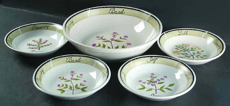 Culinary Herbs (5 Piece) Pasta Set (1 Large Bowl & 4 Indvl Bowls) by Certified International-1