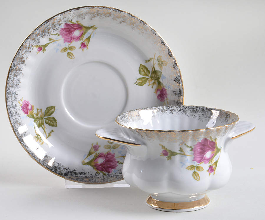 CHZ14 Footed Cream Soup Bowl & Saucer Set by Chodziez-Poland-1