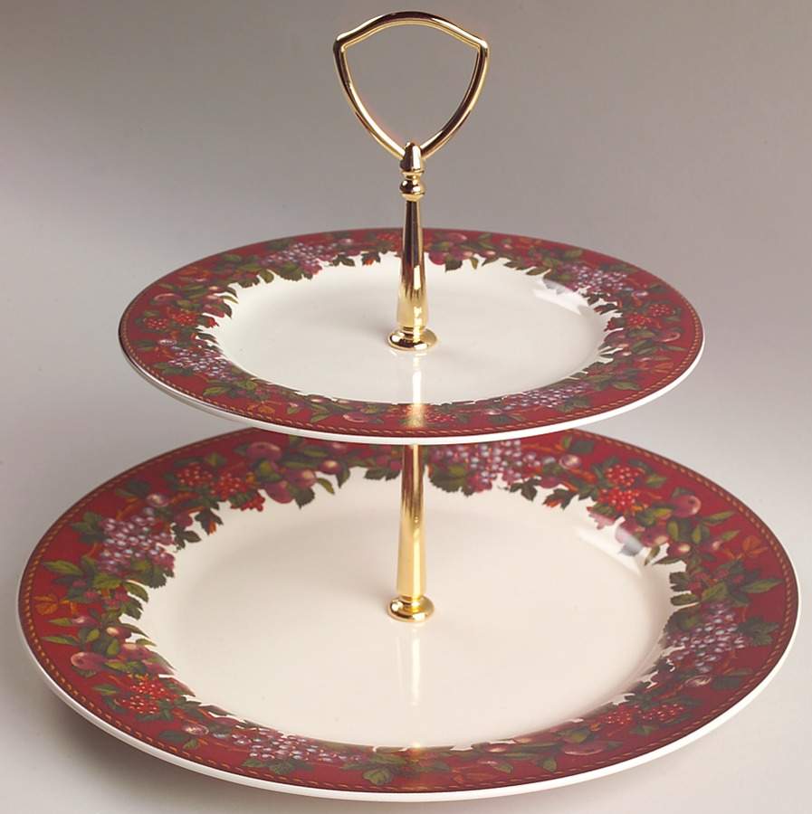 Fruit Garland 2 Tiered Serving Tray (Dinner & Salad Plate) by Certified International-1