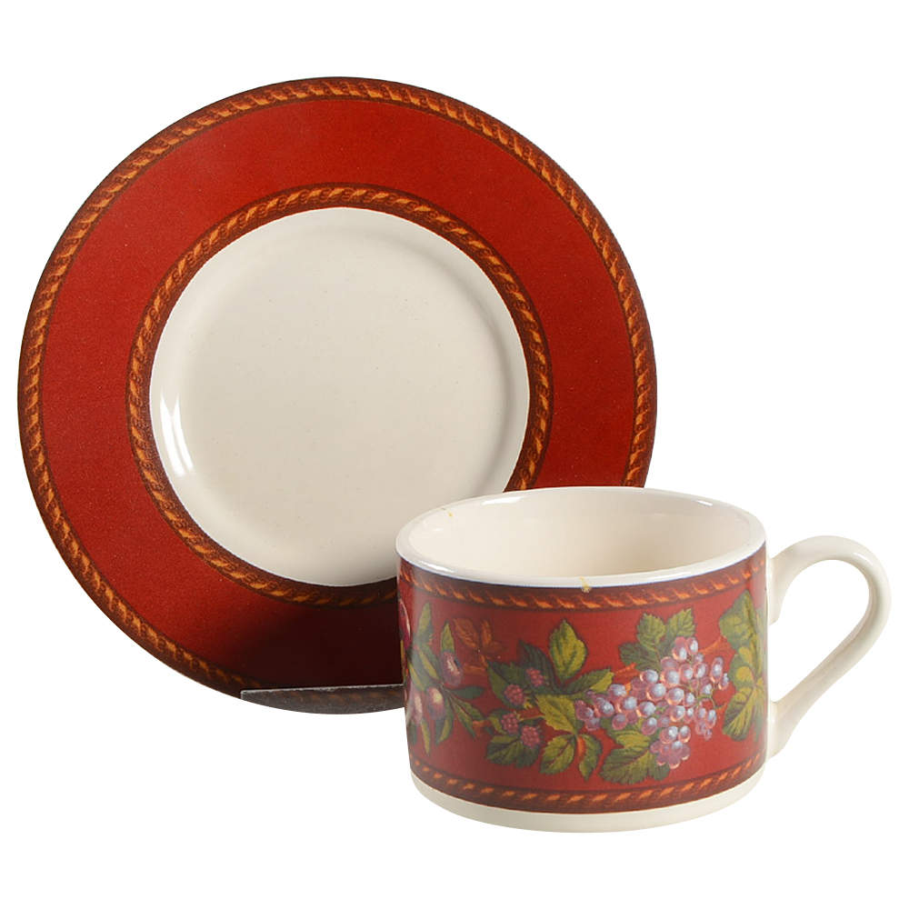 Fruit Garland Flat Cup & Saucer Set by Certified International-1