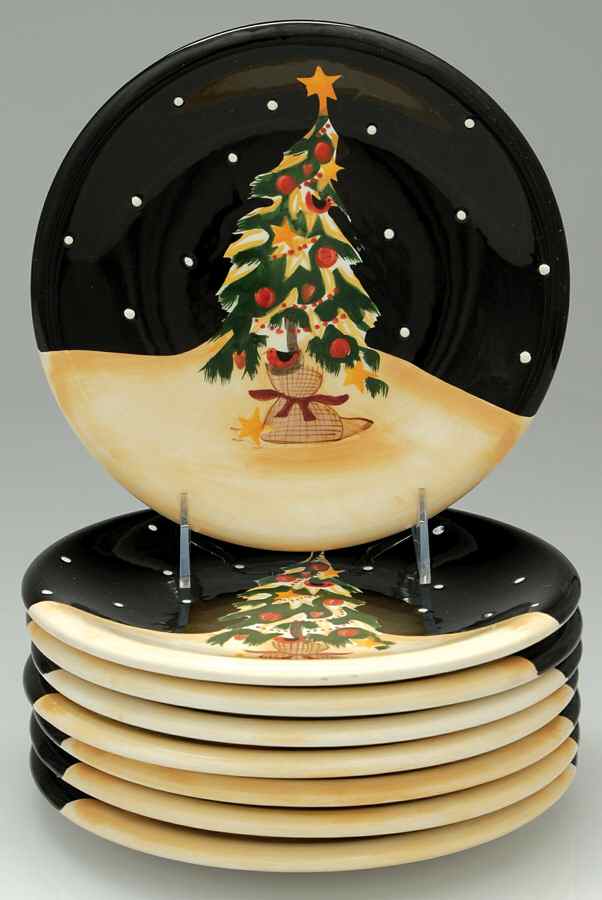 Midnight Tree Dessert/Pie Plate - Set of 8 by Certified International-1