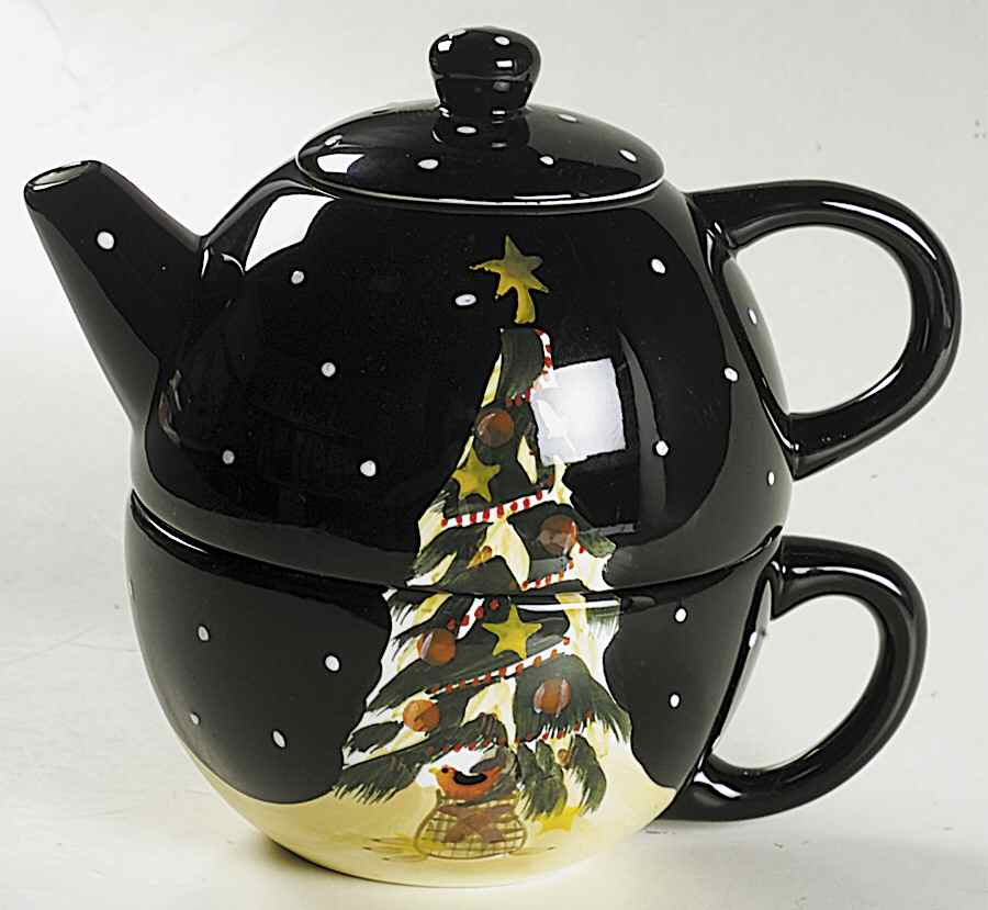 Midnight Tree Individual Teapot & Lid with Cup by Certified International-1
