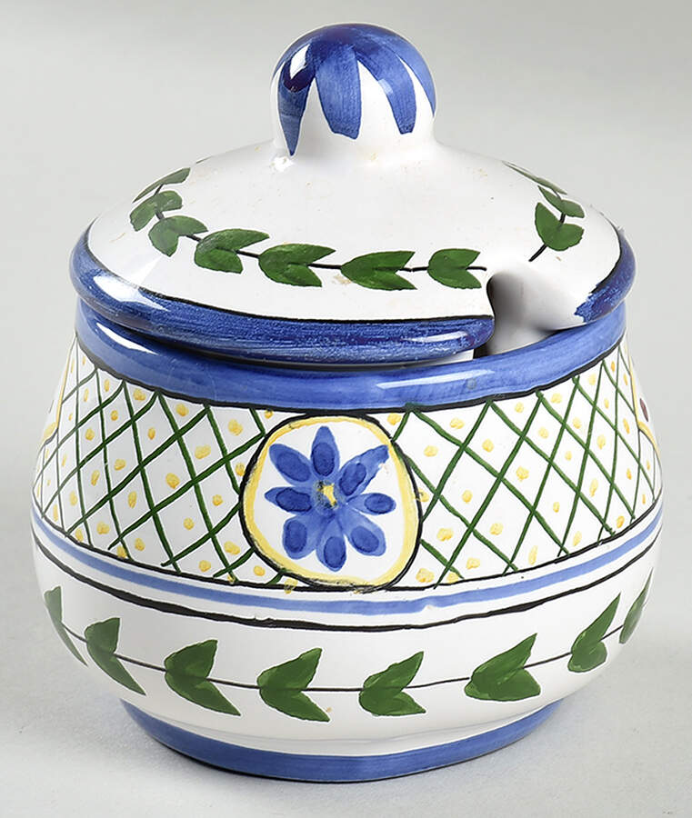Blue Lattice Sugar Bowl & Lid by Casafina-1