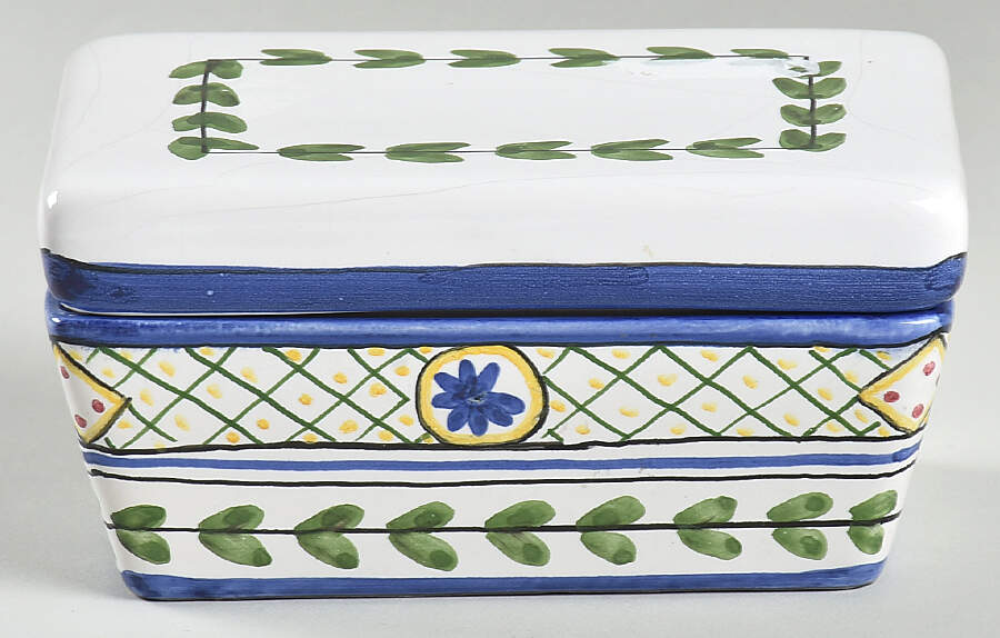 Blue Lattice 5" Rectangular Box W/Lid by Casafina-1
