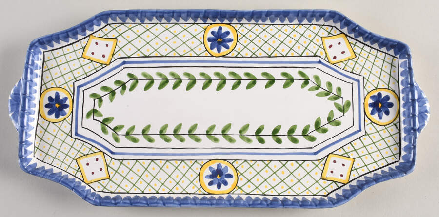 Blue Lattice 14" Rectangular Serving Platter by Casafina-1