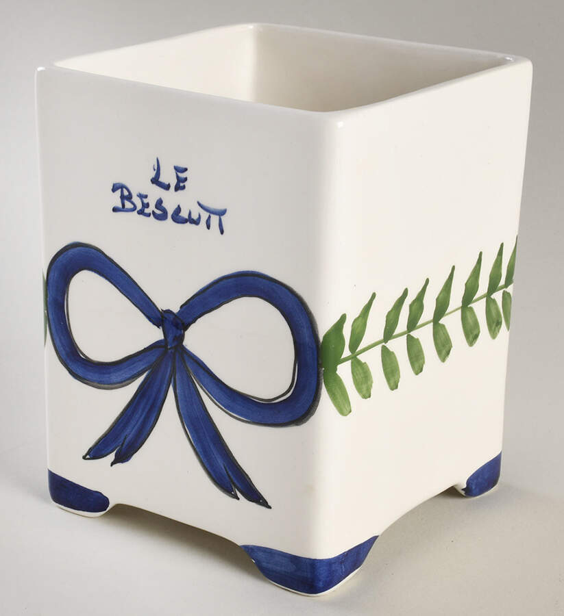 Blue Lattice Biscuit Barrel No Lid by Casafina-1