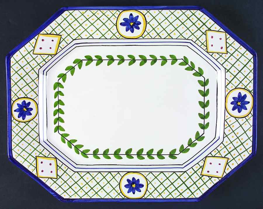 Blue Lattice 14" Octagonal Serving Platter by Casafina-1