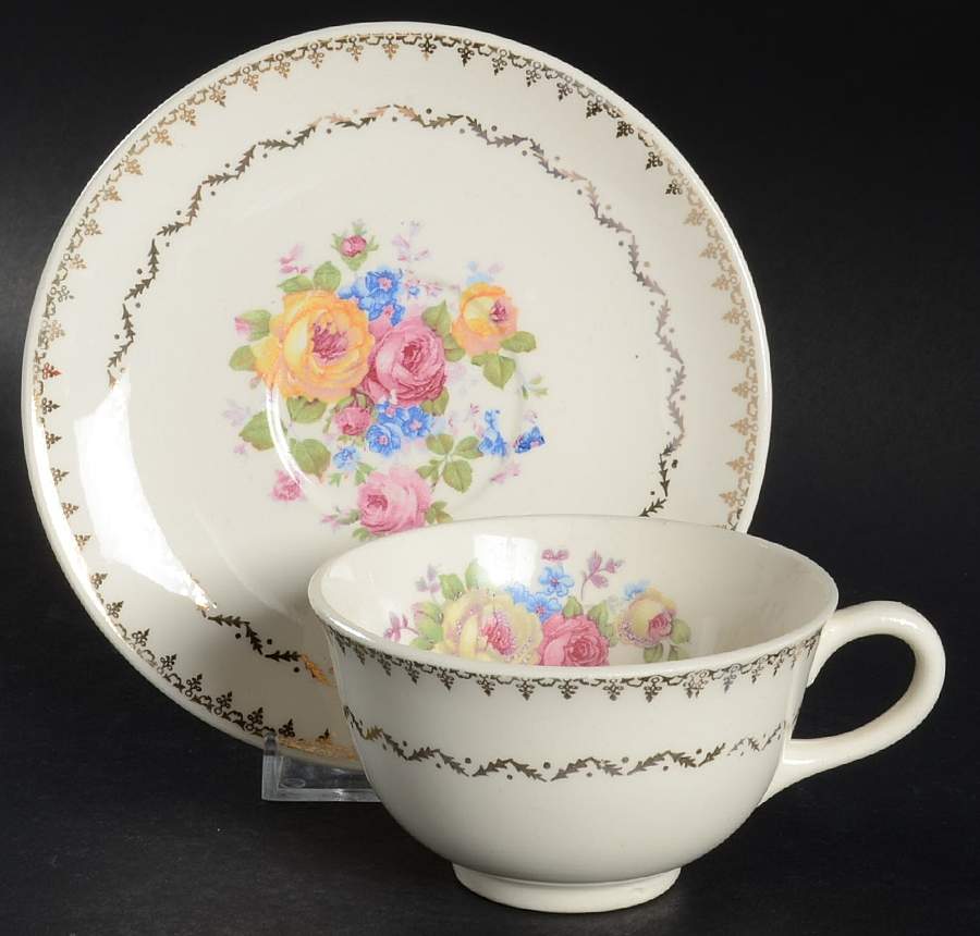 CRO185 Flat Cup & Saucer Set by Crooksville-1