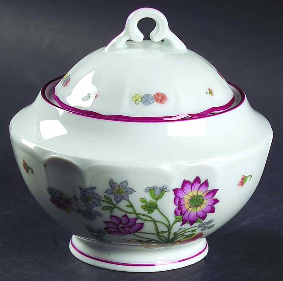 Meissen (Inner Red Line) Sugar Bowl & Lid by Charles Field Haviland-1