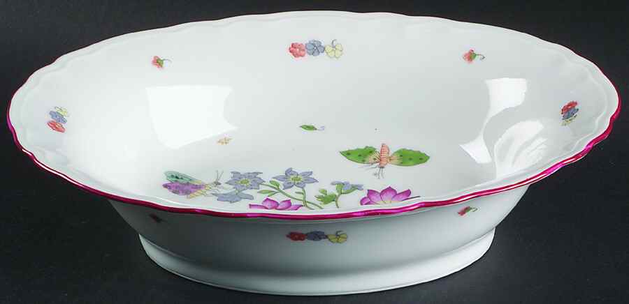 Meissen (Inner Red Line) 9" Oval Vegetable Bowl by Charles Field Haviland-1