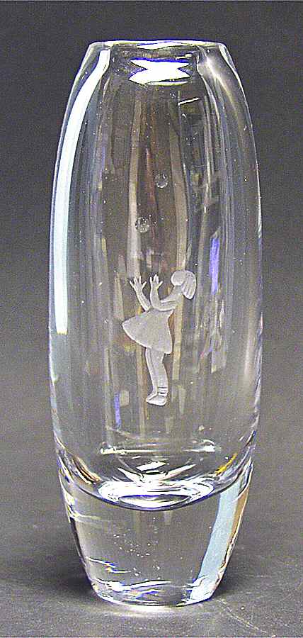 Engraved Vases 8" Bud Vase by Kosta-Boda-1