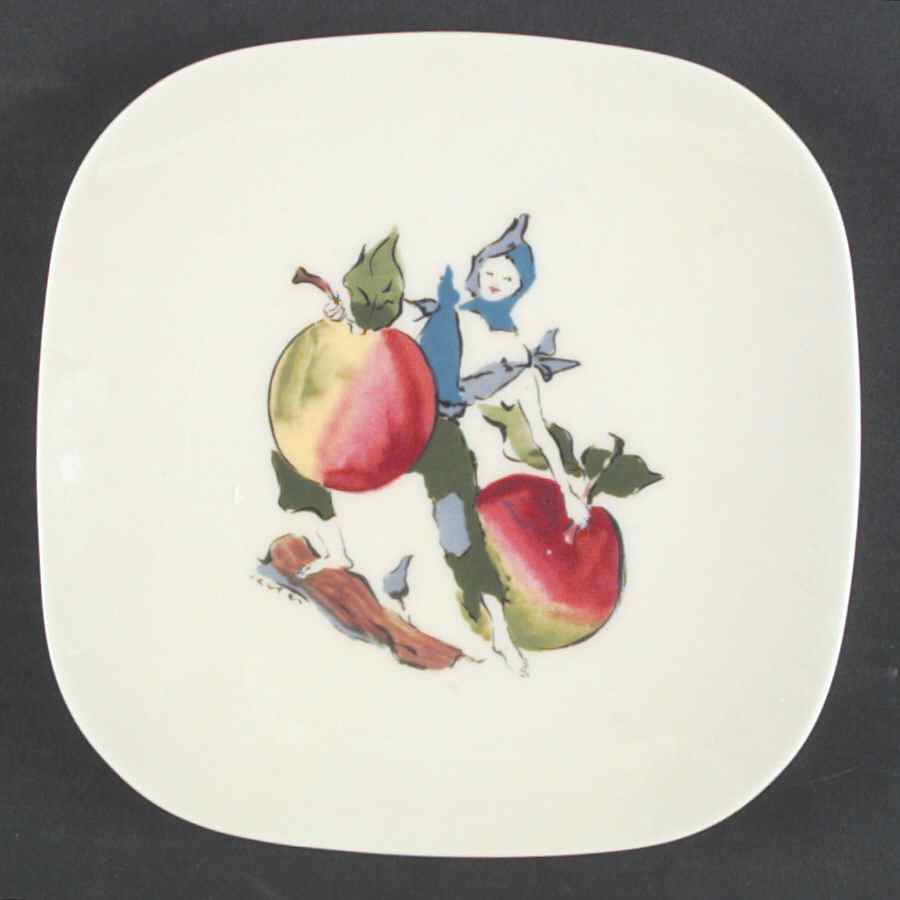 Harvest (Scenes, Coupe) Square Salad Plate by Castleton (USA)-1
