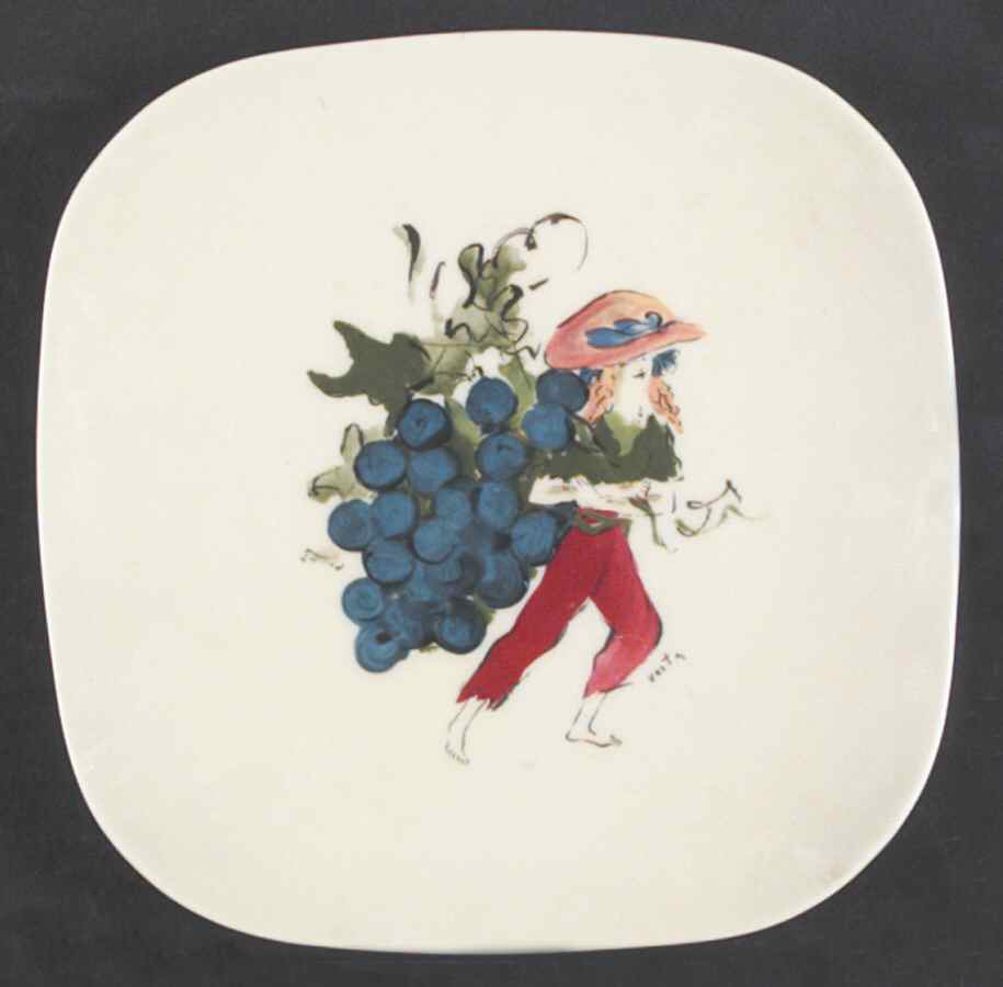 Harvest (Scenes, Coupe) Square Salad Plate by Castleton (USA)-1